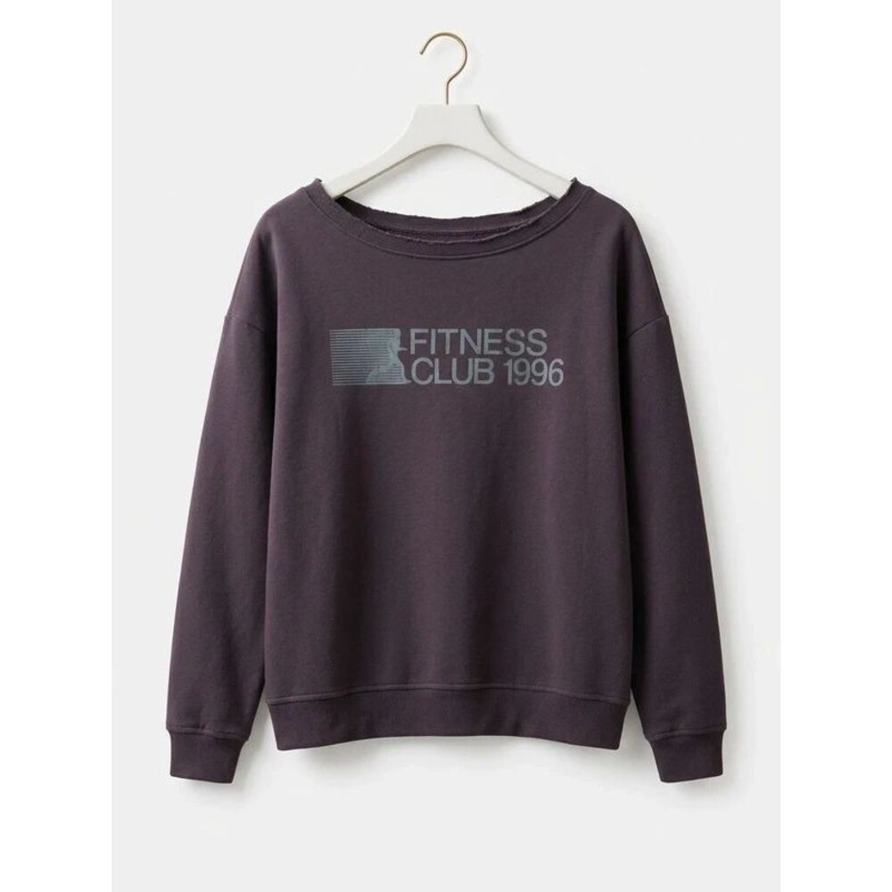 Hale Collective 'Fitness Club 1996' Raw-Edge Distressed Sweatshirt - Aubergine